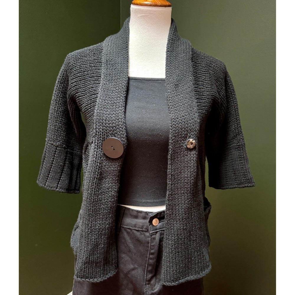 NWT $160 MSRP Vertigo Paris‎ Chunky Knit Black Cardigan Women's M